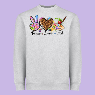 Peace Love Art Heavyweight Sweatshirt Designed By Texasbilliewilder