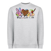 Heather Grey peace love art Heavyweight Sweatshirt - texasbilliewilder