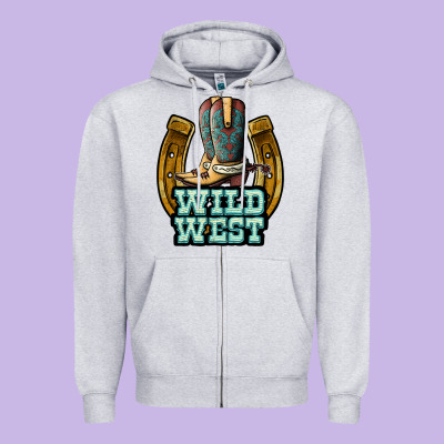 Wild West Zipper Hoodie Designed By Jahusdesignshop