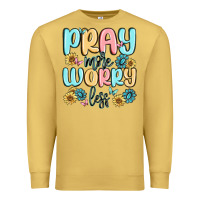 Antique Gold pray more worry less Premium Sweatshirt - MaliasSmallBusiness