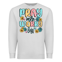 Dove Grey pray more worry less Premium Sweatshirt - MaliasSmallBusiness