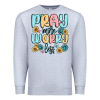 Heather Grey pray more worry less Premium Sweatshirt - MaliasSmallBusiness