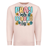 Pale Pink pray more worry less Premium Sweatshirt - MaliasSmallBusiness