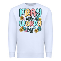 White pray more worry less Premium Sweatshirt - MaliasSmallBusiness