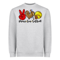 Heather Grey peace love softball Heavyweight Sweatshirt - Zillion Design Studio