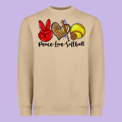 Peace Love Softball Heavyweight Sweatshirt Designed By Zillion Design Studio