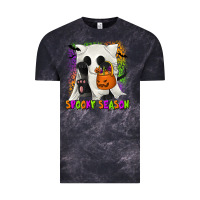 Cloud Black Spooky Season Ghost Cat Vintage Tee - texasbilliewilder