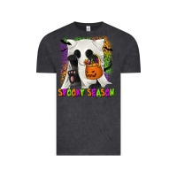Vintage Black Spooky Season Ghost Cat Vintage Tee - texasbilliewilder