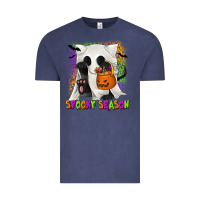 Vintage Denim Spooky Season Ghost Cat Vintage Tee - texasbilliewilder