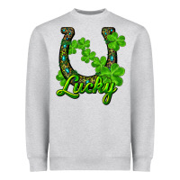 Heather Grey lucky shamrock horseshoe Heavyweight Sweatshirt - RanaPortraitStore