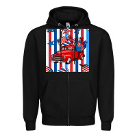 Black 4th of july seamless pattern truck Zipper Hoodie - BundleAndBundleShop