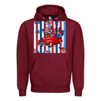 Burgundy 4th of july seamless pattern truck Zipper Hoodie - BundleAndBundleShop