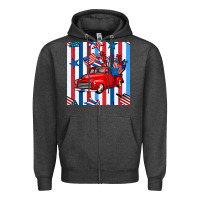Charcoal Heather 4th of july seamless pattern truck Zipper Hoodie - BundleAndBundleShop
