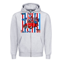 Heather Grey 4th of july seamless pattern truck Zipper Hoodie - BundleAndBundleShop