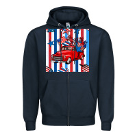Navy 4th of july seamless pattern truck Zipper Hoodie - BundleAndBundleShop