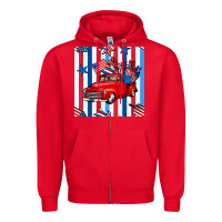 Red 4th of july seamless pattern truck Zipper Hoodie - BundleAndBundleShop