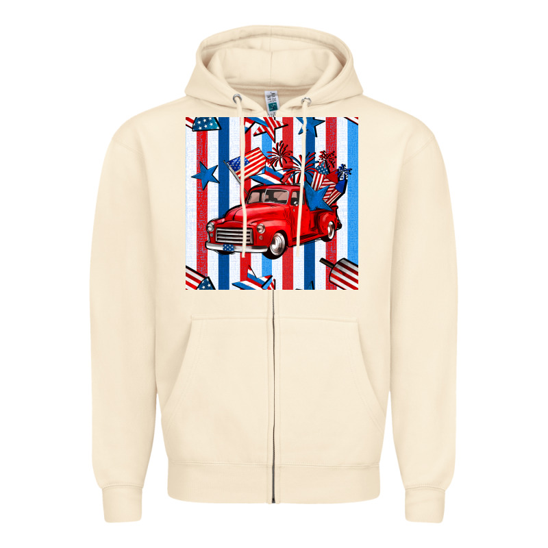 4th Of July Seamless Pattern Truck Zipper Hoodie by BundleAndBundleShop | Teevron