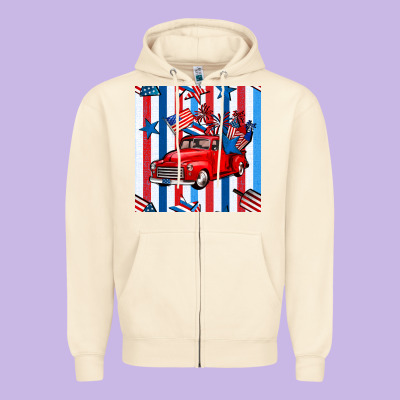 4th Of July Seamless Pattern Truck Zipper Hoodie Designed By Bundleandbundleshop