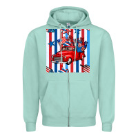 Seafoam 4th of july seamless pattern truck Zipper Hoodie - BundleAndBundleShop