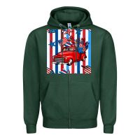 Sports Green 4th of july seamless pattern truck Zipper Hoodie - BundleAndBundleShop