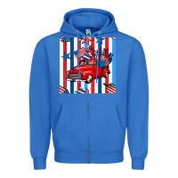 True Royal 4th of july seamless pattern truck Zipper Hoodie - BundleAndBundleShop