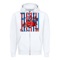 White 4th of july seamless pattern truck Zipper Hoodie - BundleAndBundleShop