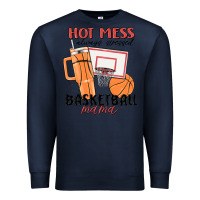 Navy hot mess always stressed basketball mama Premium Sweatshirt - MaliasSmallBusiness