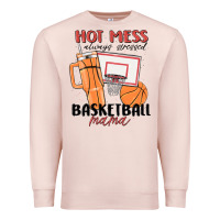 Pale Pink hot mess always stressed basketball mama Premium Sweatshirt - MaliasSmallBusiness