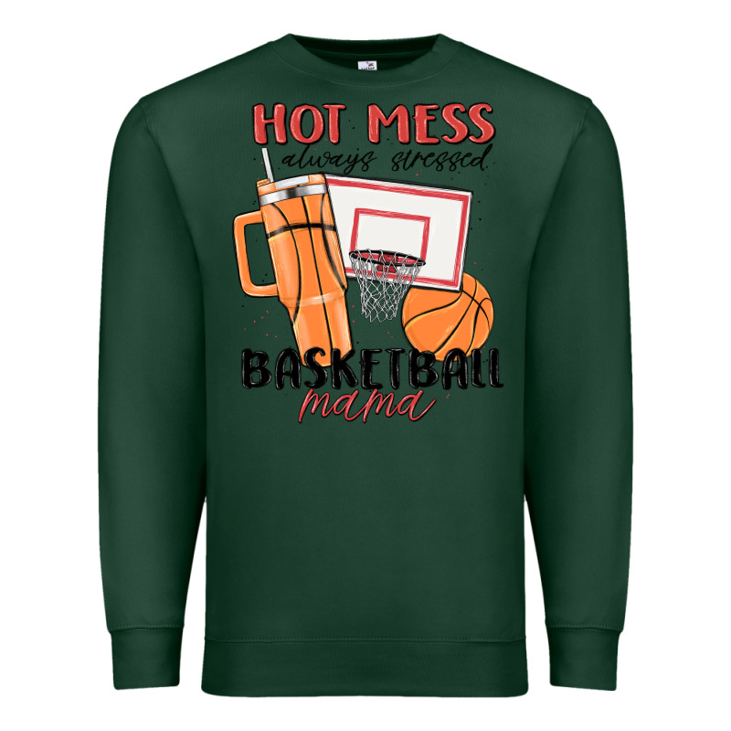 Hot Mess Always Stressed Basketball Mama Premium Sweatshirt by MaliasSmallBusiness | Teevron