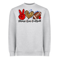 Heather Grey peace love football Heavyweight Sweatshirt - Zillion Design Studio