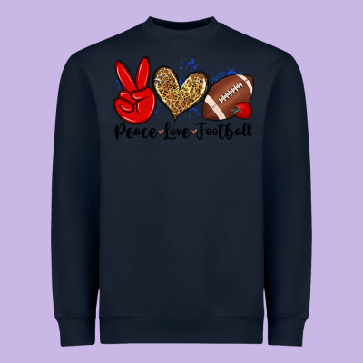 Peace Love Football Heavyweight Sweatshirt Designed By Zillion Design Studio