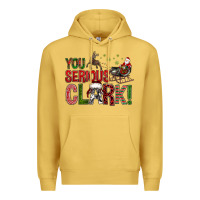 Antique Gold You Serious Clark With Santa Sleigh Premium Hoodie - BundleAndBundleShop