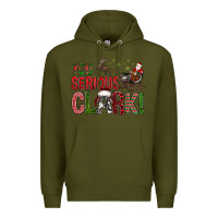 Army Green You Serious Clark With Santa Sleigh Premium Hoodie - BundleAndBundleShop