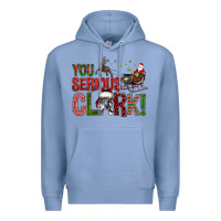 Colony Blue You Serious Clark With Santa Sleigh Premium Hoodie - BundleAndBundleShop