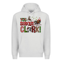 Dove Grey You Serious Clark With Santa Sleigh Premium Hoodie - BundleAndBundleShop