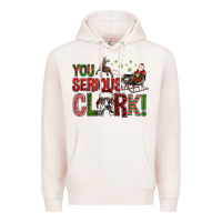 Pale Pink You Serious Clark With Santa Sleigh Premium Hoodie - BundleAndBundleShop