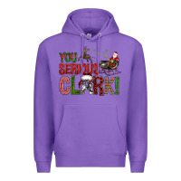 Purple You Serious Clark With Santa Sleigh Premium Hoodie - BundleAndBundleShop
