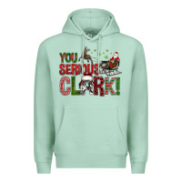 Seafoam You Serious Clark With Santa Sleigh Premium Hoodie - BundleAndBundleShop