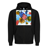 Black 4th of july sunflowers ice cream seamless pattern Zipper Hoodie - BundleAndBundleShop
