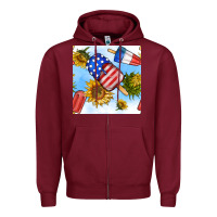 Burgundy 4th of july sunflowers ice cream seamless pattern Zipper Hoodie - BundleAndBundleShop