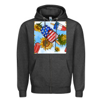 Charcoal Heather 4th of july sunflowers ice cream seamless pattern Zipper Hoodie - BundleAndBundleShop