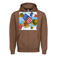 Chestnut 4th of july sunflowers ice cream seamless pattern Zipper Hoodie - BundleAndBundleShop
