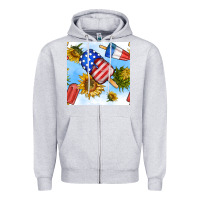 Heather Grey 4th of july sunflowers ice cream seamless pattern Zipper Hoodie - BundleAndBundleShop