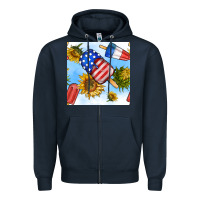 Navy 4th of july sunflowers ice cream seamless pattern Zipper Hoodie - BundleAndBundleShop