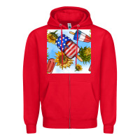 Red 4th of july sunflowers ice cream seamless pattern Zipper Hoodie - BundleAndBundleShop
