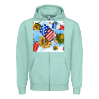 Seafoam 4th of july sunflowers ice cream seamless pattern Zipper Hoodie - BundleAndBundleShop