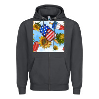 Smoke 4th of july sunflowers ice cream seamless pattern Zipper Hoodie - BundleAndBundleShop