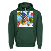 Sports Green 4th of july sunflowers ice cream seamless pattern Zipper Hoodie - BundleAndBundleShop
