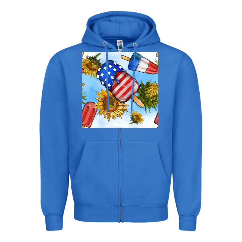 4th Of July Sunflowers Ice Cream Seamless Pattern Zipper Hoodie by BundleAndBundleShop | Teevron
