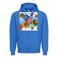 True Royal 4th of july sunflowers ice cream seamless pattern Zipper Hoodie - BundleAndBundleShop